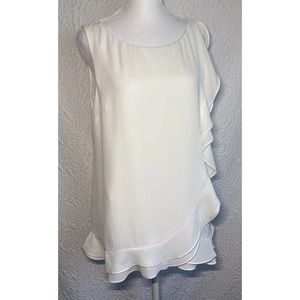 Lauren Ralph Lauren Women’s Tank Top Ruffle White Size Medium